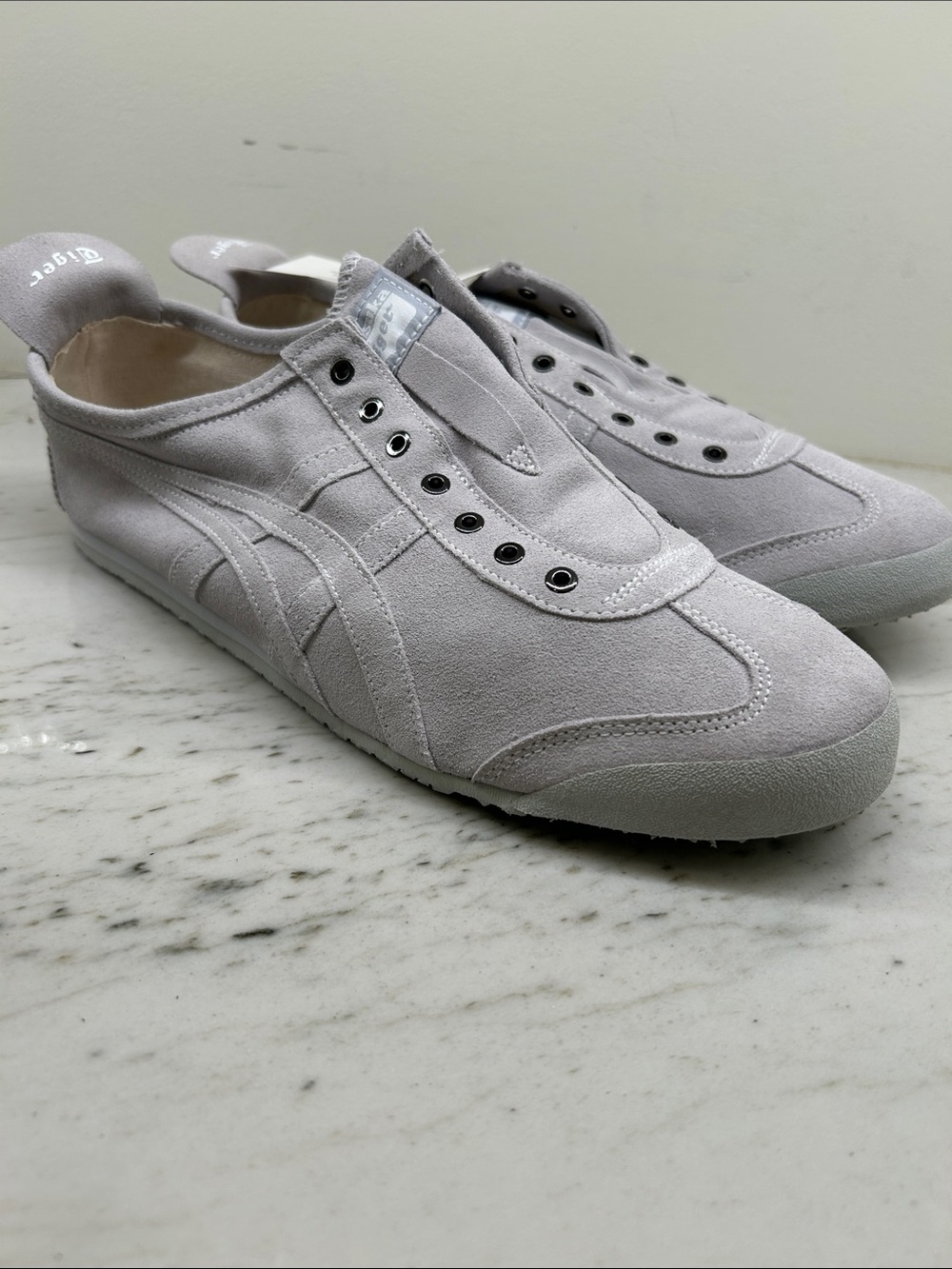 Onitsuka Tiger by Asics Slip-On Sneakers in Light Gray Suede